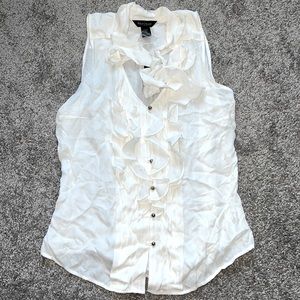 New White House black market shirt top button front blouse silk tie neck Nwt